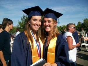 Kelly at high school graduation with her twin sister, Kara. June 2008